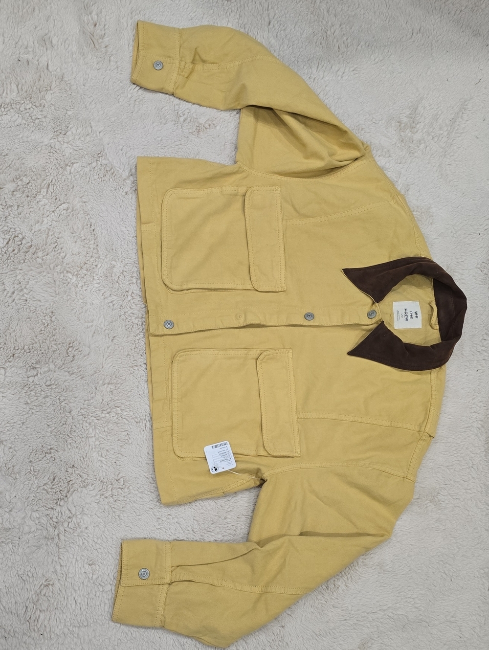 We The Free Yellow Canvas Jacket with Brown Corduroy Collar ( Missing Snap)
